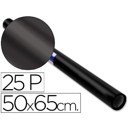 Papel charol negro rollo 25 hojas de 50x65 cm