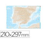 Mapa mudo b/n din a4 españa fisico