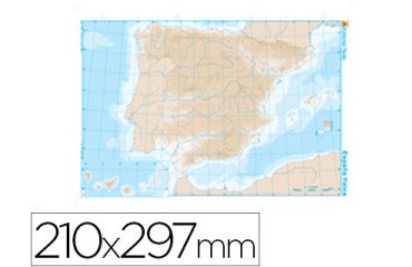 Mapa mudo b/n din a4 españa fisico