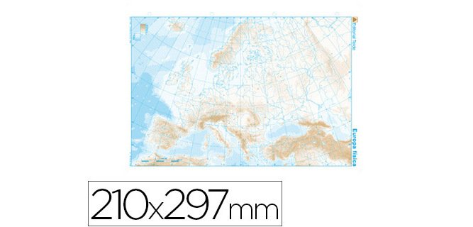 Mapa mudo b/n din a4 europa fisico