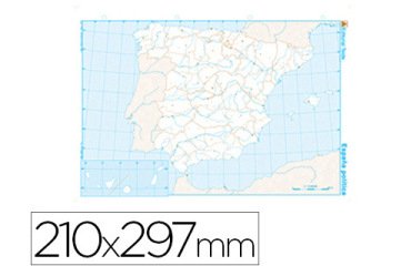 Mapa mudo b/n din a4 españa politico