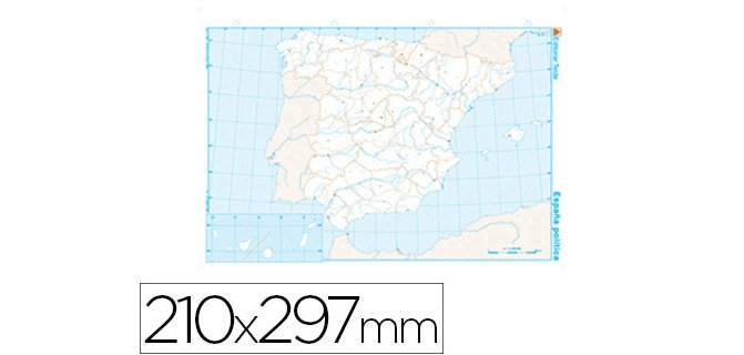 Mapa mudo b/n din a4 españa politico