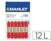 Lapices cera manley unicolor rojo escarlata n.9 caja de 12 unidades