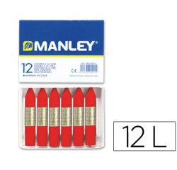 Lapices cera manley unicolor rojo escarlata n.9 caja de 12 unidades