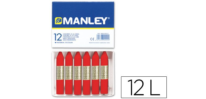 Lapices cera manley unicolor rojo escarlata n.9 caja de 12 unidades