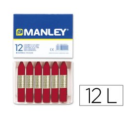 Lapices cera manley unicolor carmin n.10 caja de 12 unidades