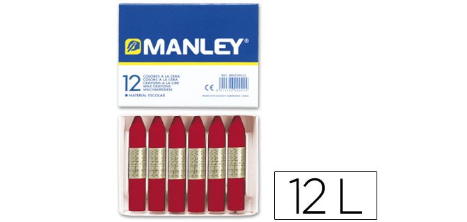 Lapices cera manley unicolor carmin n.10 caja de 12 unidades