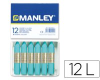 Lapices cera manley unicolor azul turquesa n.16 caja de 12 unidades