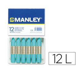 Lapices cera manley unicolor azul turquesa n.16 caja de 12 unidades