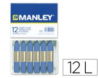Lapices cera manley unicolor azul ultramar n.18 caja de 12 unidades