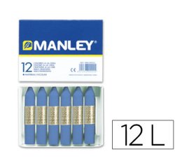 Lapices cera manley unicolor azul ultramar n.18 caja de 12 unidades