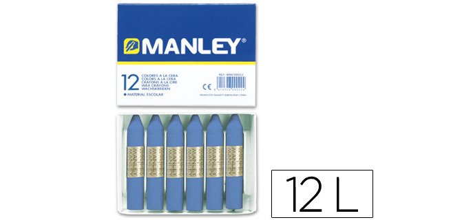 Lapices cera manley unicolor azul ultramar n.18 caja de 12 unidades