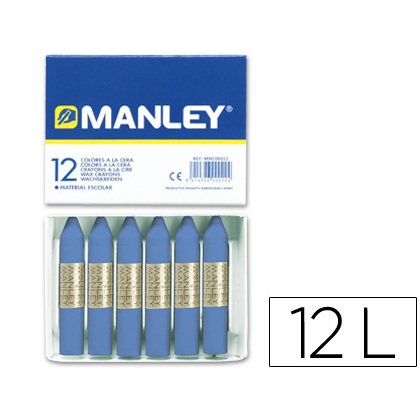 Lapices cera manley unicolor azul ultramar n.18 caja de 12 unidades