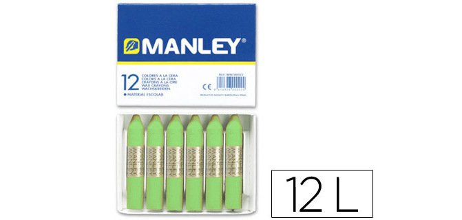 Lapices cera manley unicolor verde amarillento n.22 caja de 12 unidades