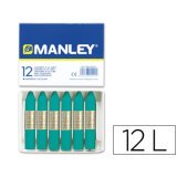 Lapices cera manley unicolor verde turquesa n.23 caja de 12 unidades