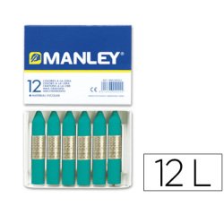 Lapices cera manley unicolor verde turquesa n.23 caja de 12 unidades