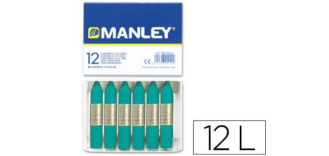 Lapices cera manley unicolor verde turquesa n.23 caja de 12 unidades
