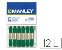 Lapices cera manley unicolor verde esmeralda n.24 caja de 12 unidades