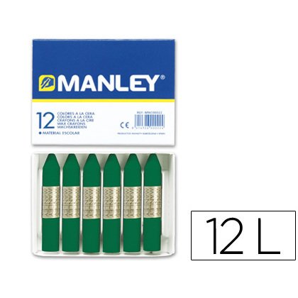 Lapices cera manley unicolor verde esmeralda n.24 caja de 12 unidades