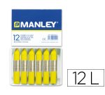Lapices cera manley unicolor amarillo limon n.2 caja de 12 unidades