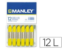 Lapices cera manley unicolor amarillo limon n.2 caja de 12 unidades