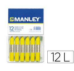 Lapices cera manley unicolor amarillo limon n.2 caja de 12 unidades