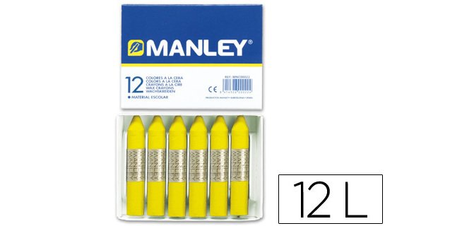 Lapices cera manley unicolor amarillo limon n.2 caja de 12 unidades