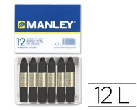 Lapices cera manley unicolor negro n.30 caja de 12 unidades