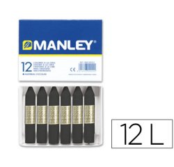 Lapices cera manley unicolor negro n.30 caja de 12 unidades
