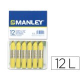 Lapices cera manley unicolor amarillo claro n.4 caja de 12 unidades