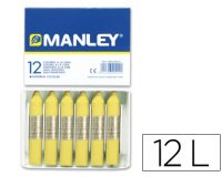 Lapices cera manley unicolor amarillo claro n.4 caja de 12 unidades