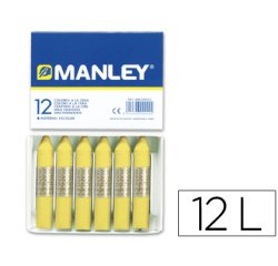 Lapices cera manley unicolor amarillo claro n.4 caja de 12 unidades