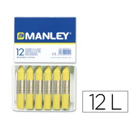 Lapices cera manley unicolor amarillo claro n.4 caja de 12 unidades