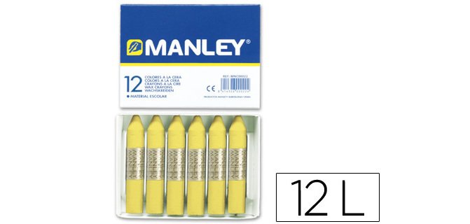 Lapices cera manley unicolor amarillo claro n.4 caja de 12 unidades