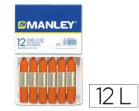 Lapices cera manley unicolor naranja n.6 caja de 12 unidades