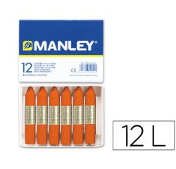 Lapices cera manley unicolor naranja n.6 caja de 12 unidades
