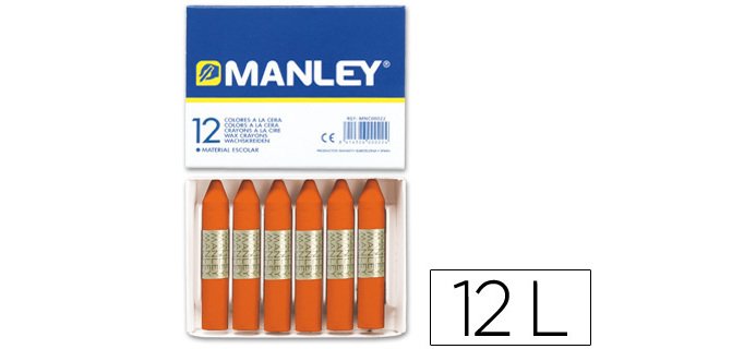 Lapices cera manley unicolor naranja n.6 caja de 12 unidades