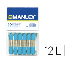 Lapices cera manley unicolor azul celeste n.17 caja de 12 unidades