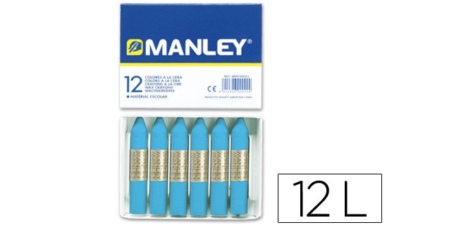 Lapices cera manley unicolor azul celeste n.17 caja de 12 unidades