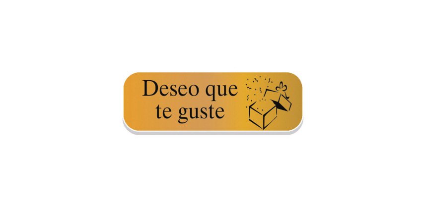 Rollo 250 etiquetas holografica oro \"deseo que te guste\" regalito