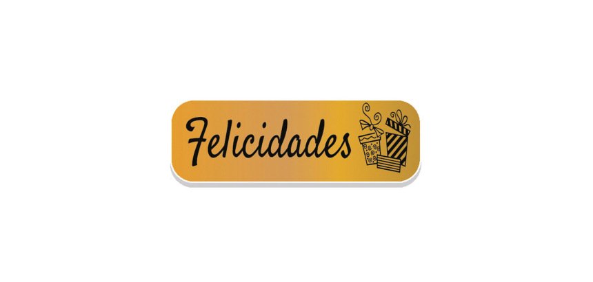 Rollo 250 etiquetas holografica oro \"felicidades\" regalos