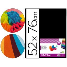 Papel seda liderpapel negro 52x76 cm 18 gr paquete de 25 hojas