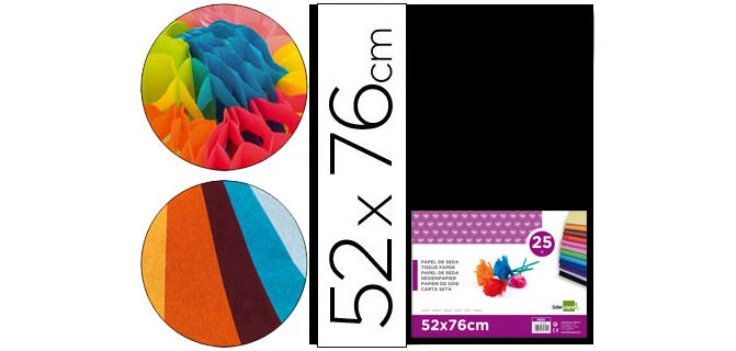 Papel seda liderpapel negro 52x76 cm 18 gr paquete de 25 hojas