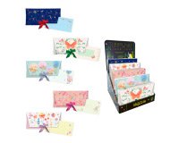 Sobres de regalo arguval con lazo + tarjeta 4 modelos papel 250 gr con relieve y holografia 23x11 cm