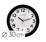 Reloj q-connect de pared plastico oficina redondo 30 cm marco negro
