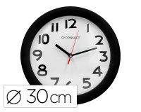 Reloj q-connect de pared plastico oficina redondo 30 cm marco negro