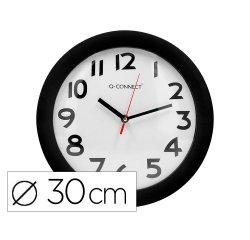 Reloj q-connect de pared plastico oficina redondo 30 cm marco negro