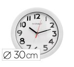 Reloj q-connect de pared plastico oficina redondo 30 cm marco blanco