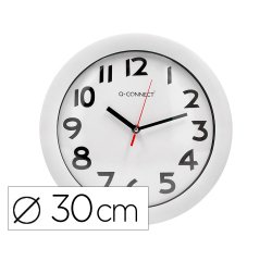 Reloj q-connect de pared plastico oficina redondo 30 cm marco blanco