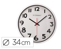 Reloj q-connect de pared plastico oficina redondo 34 cm marco blanco